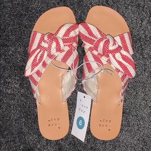 NWT “A New Day” red and white striped sandal